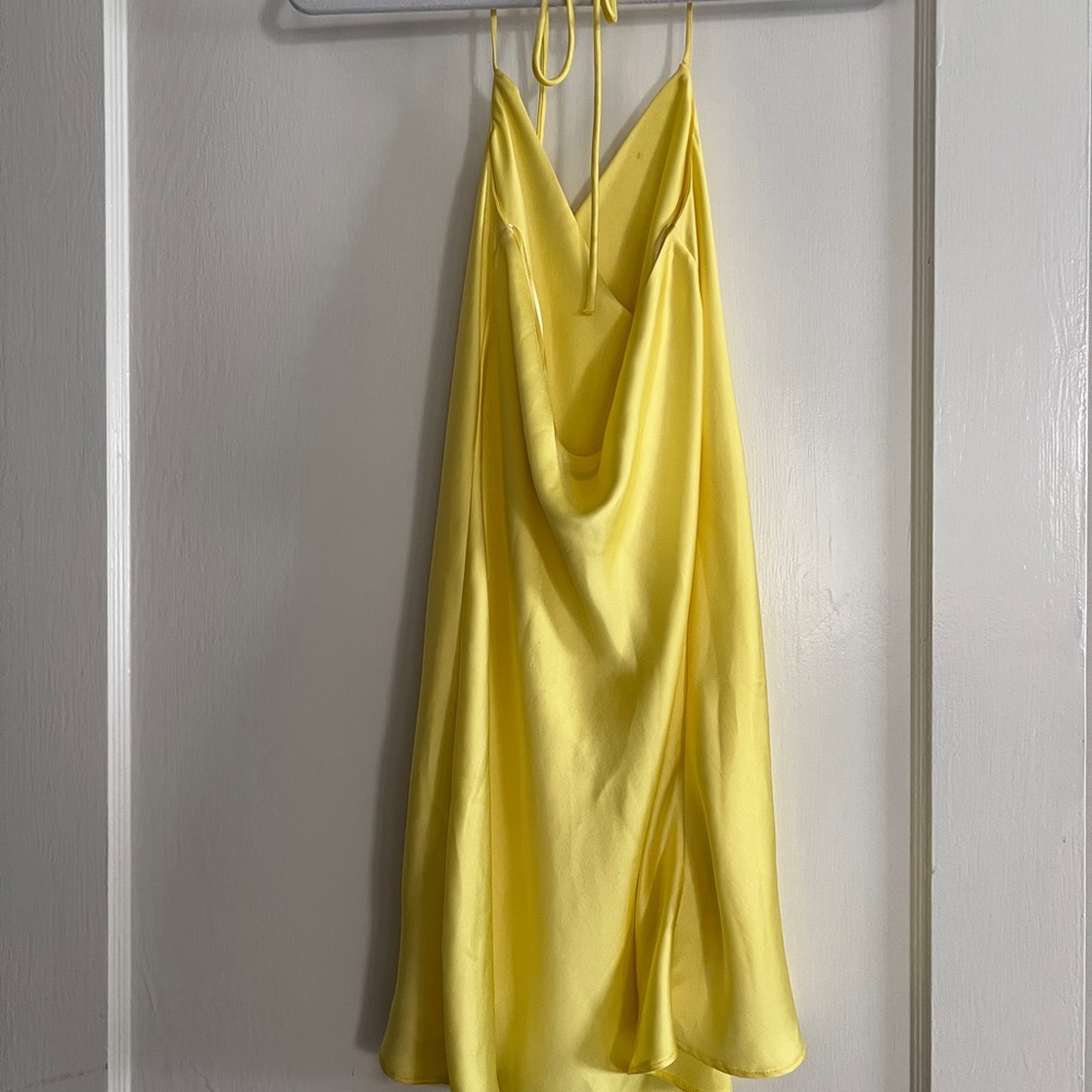 Zara Yellow Halter Slip Dress - Picture 2 of 8